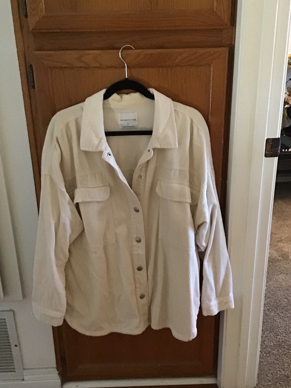Celebrity Pink Cream Corduroy Utility Jacket